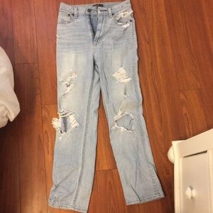 High rise ripped boyfriend jeans